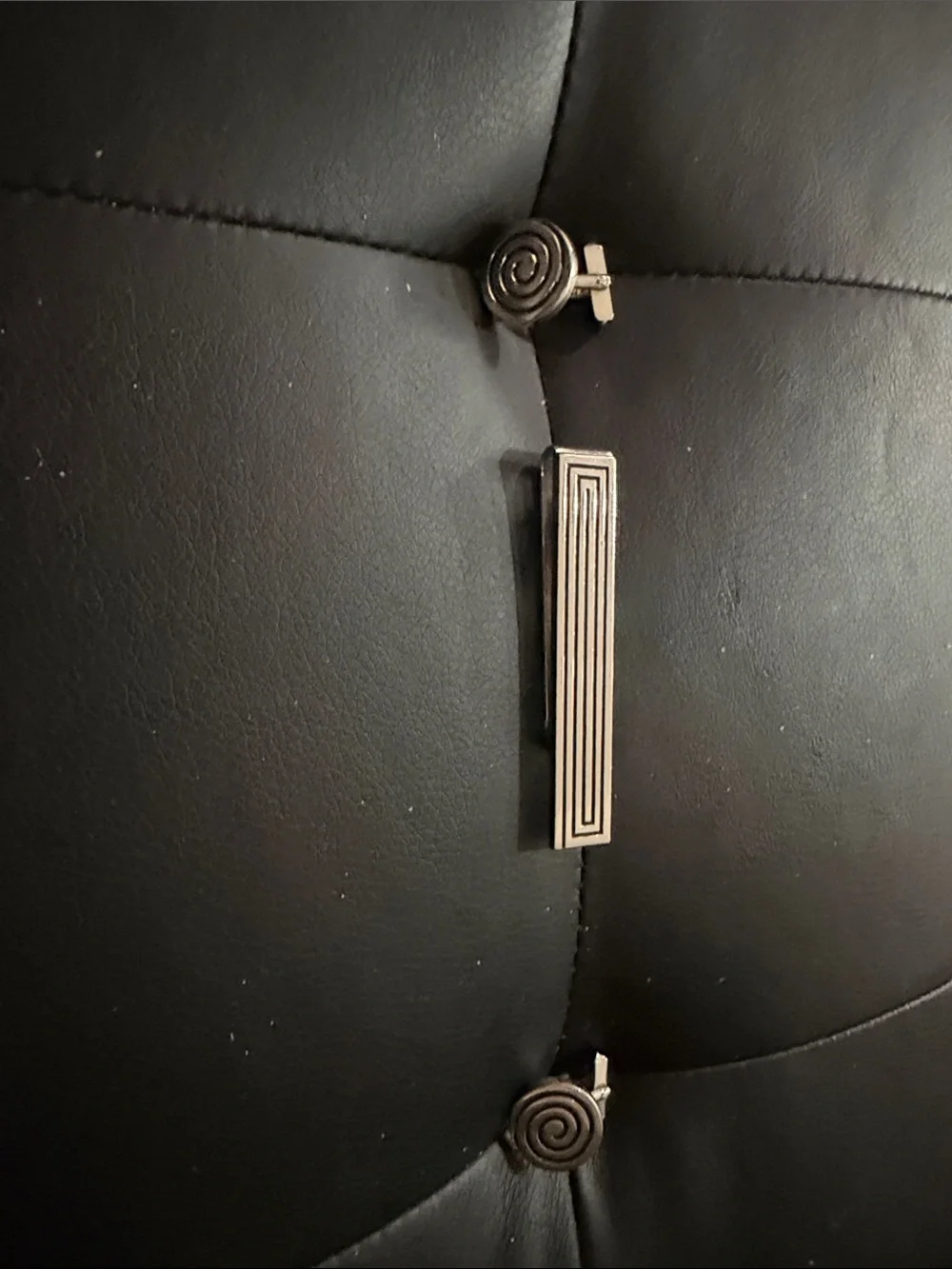 SWANK Silver Rectangular Geometric Cufflinks